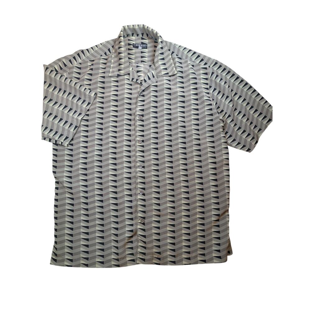Italian Abstract Geometric Dress Shirt Silky Feel Artwear Mens XL Statement Top
